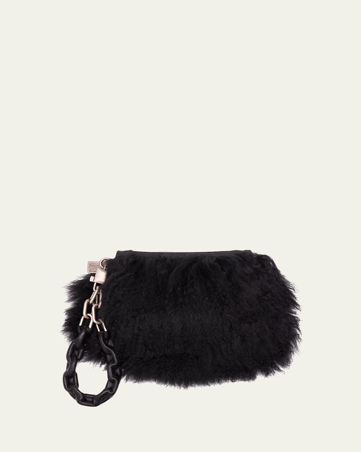 Dolce & Gabbana Shearling Wristlet Clutch Bag