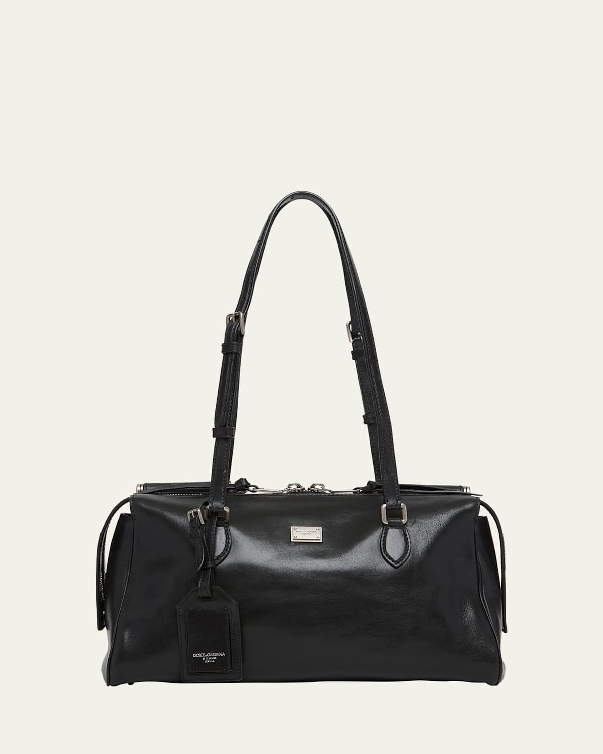 Dolce & Gabbana Vittoria Smooth Leather Shoulder Bag In Black