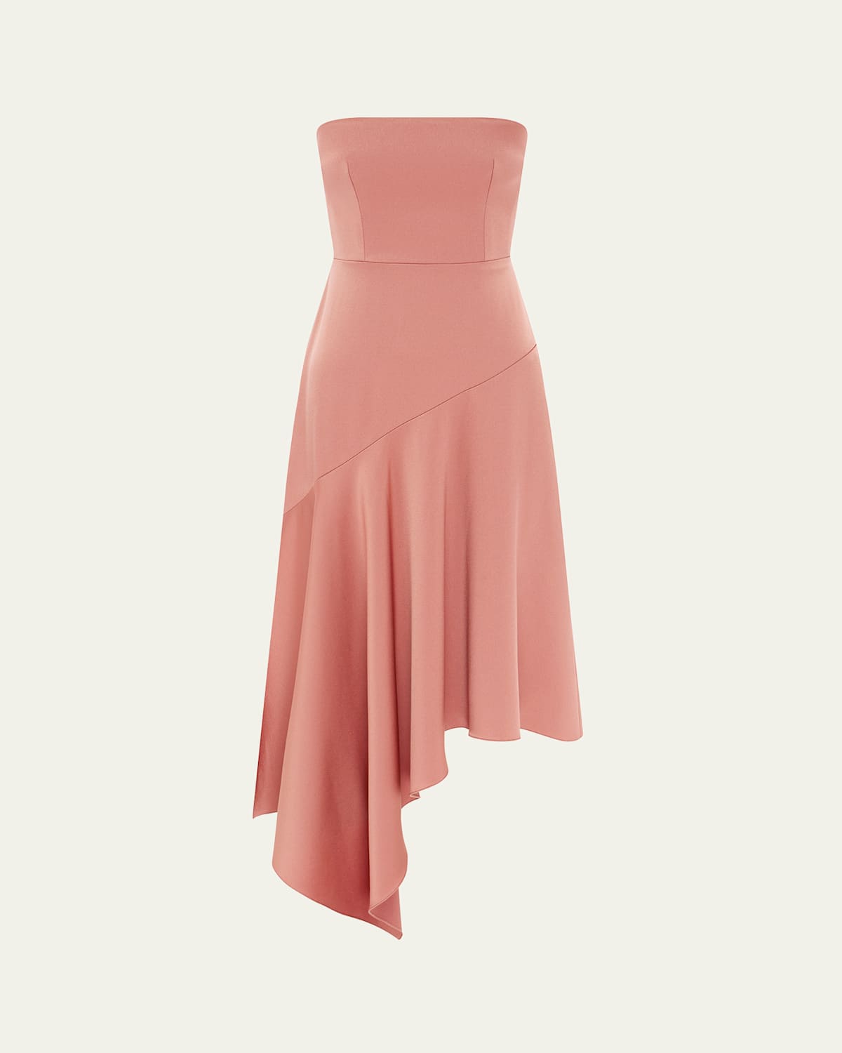 Alex Perry Strapless Asymmetric Satin Crepe Midi Dress