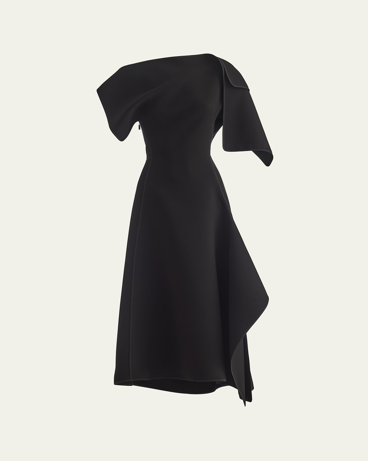 Synergy Pieced Short-Sleeve A-Line Gown
