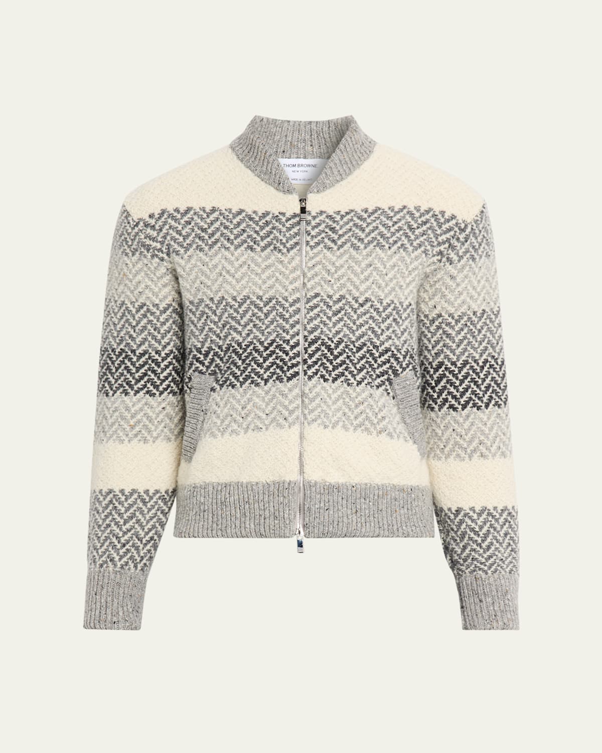 Men's Donegal Herringbone Stripe Full-Zip Sweater