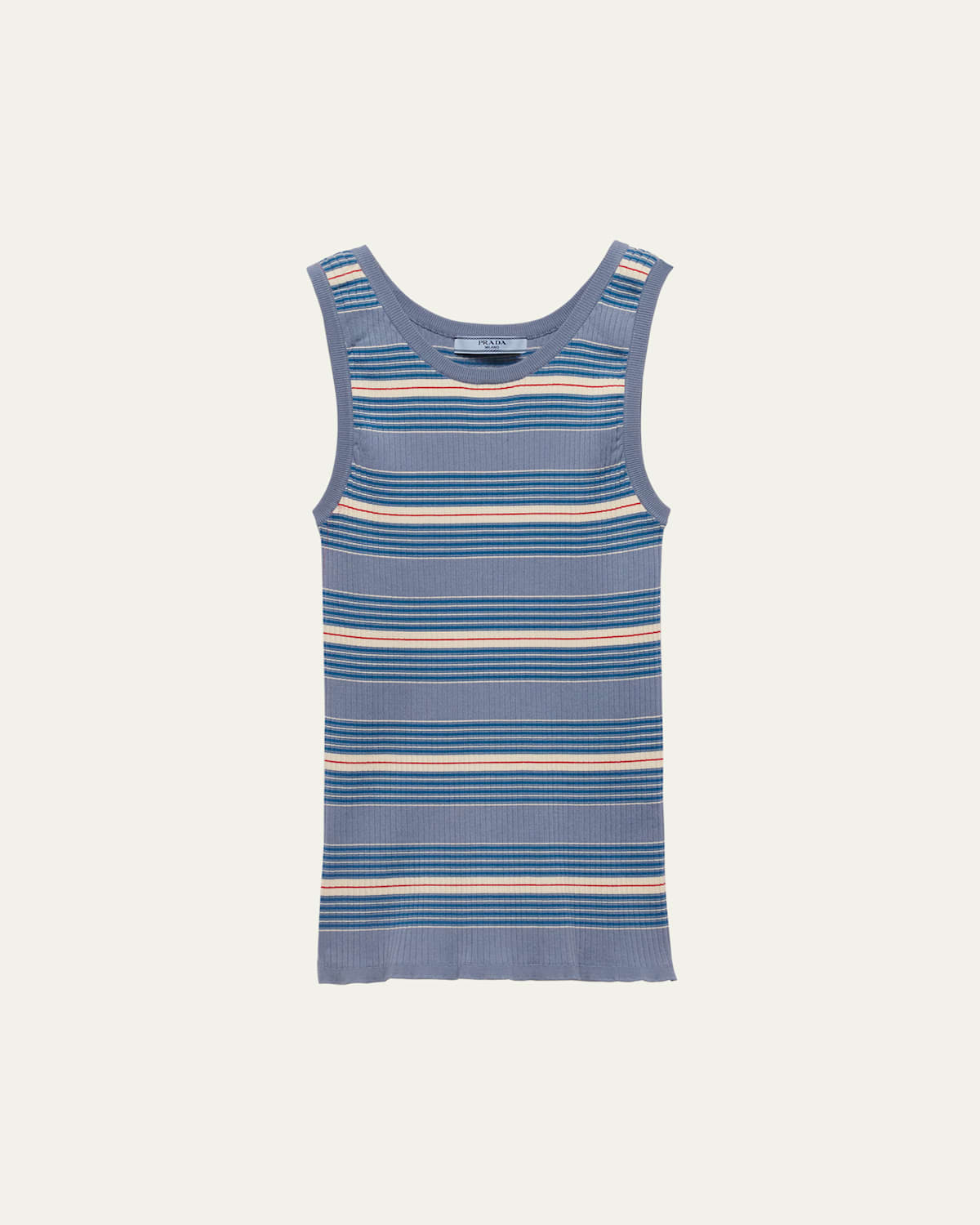 Prada Womens Light Blue Striped Sleeveless Stretch-cotton Knit Top In F0237 Pervinca