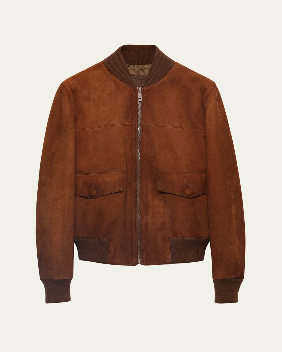 Prada Suede Ribbed-trim Jacket