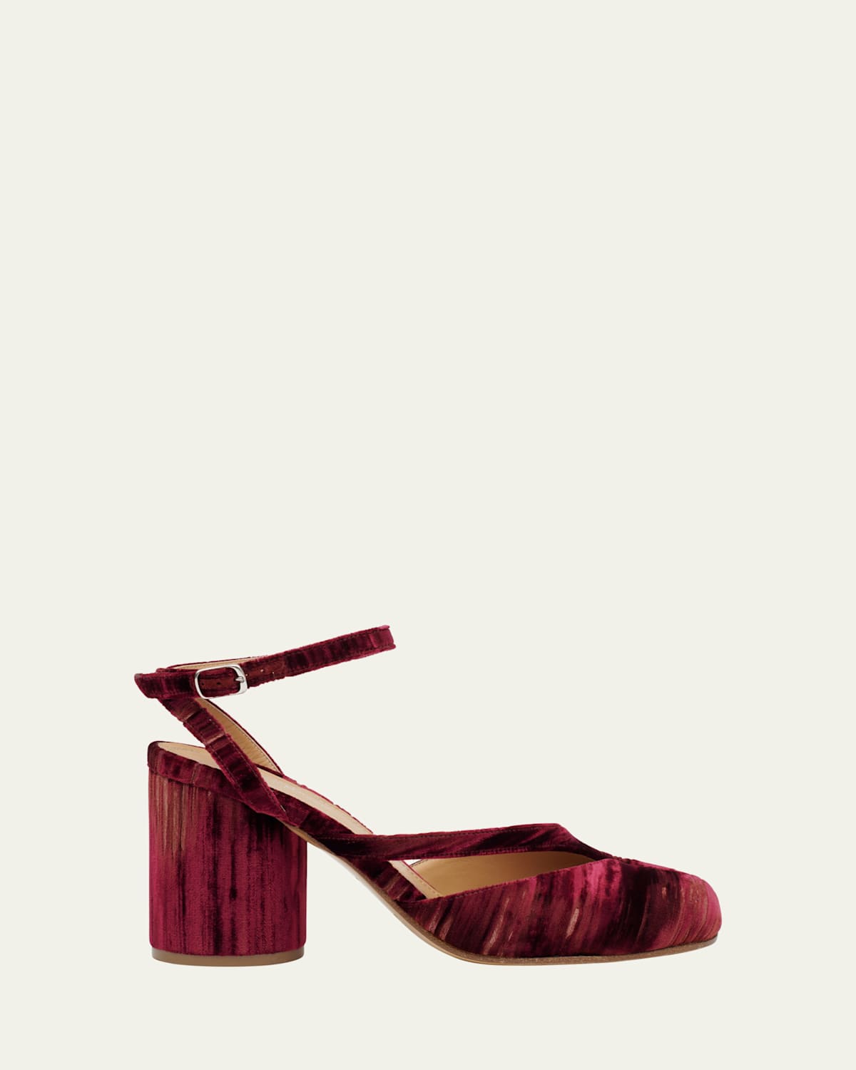 Maison Margiela Chenille Tabi Sandals With Asymmetrical Strap In Red