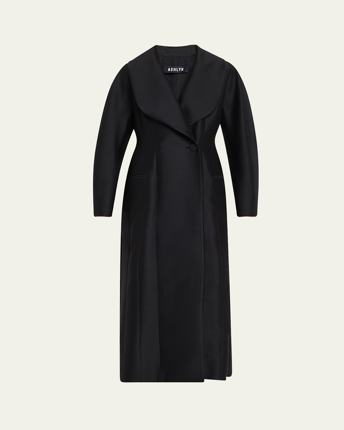 Shop Ashlyn Aislinn Wool Silk Coat Dress In Black
