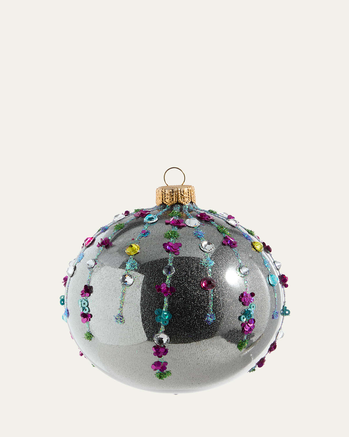 Bergdorf Goodman Glittery Ball Christmas Ornament In Silver