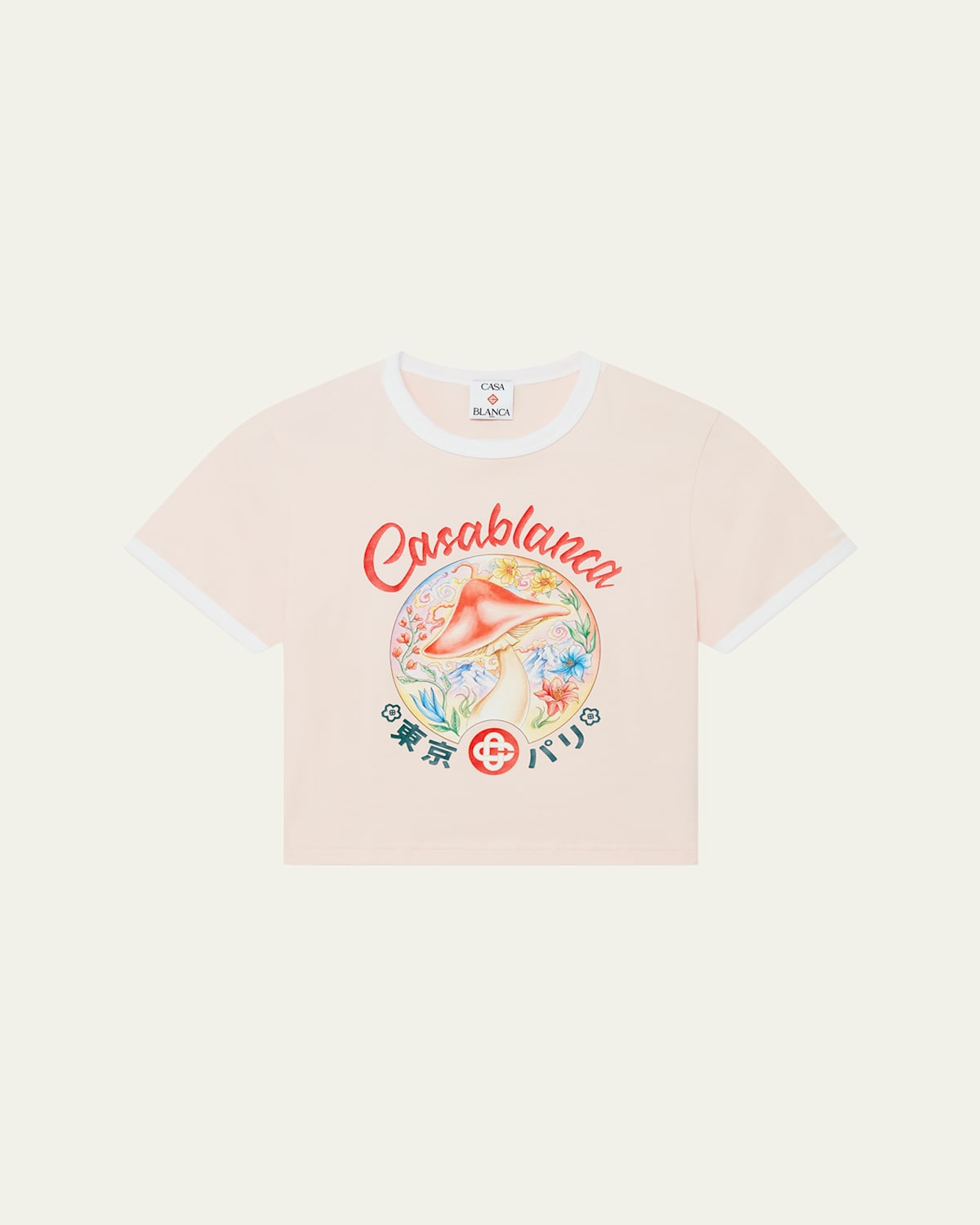 Casablanca Mushroom Emblem Printed Baby Tee Mushroom Emblem