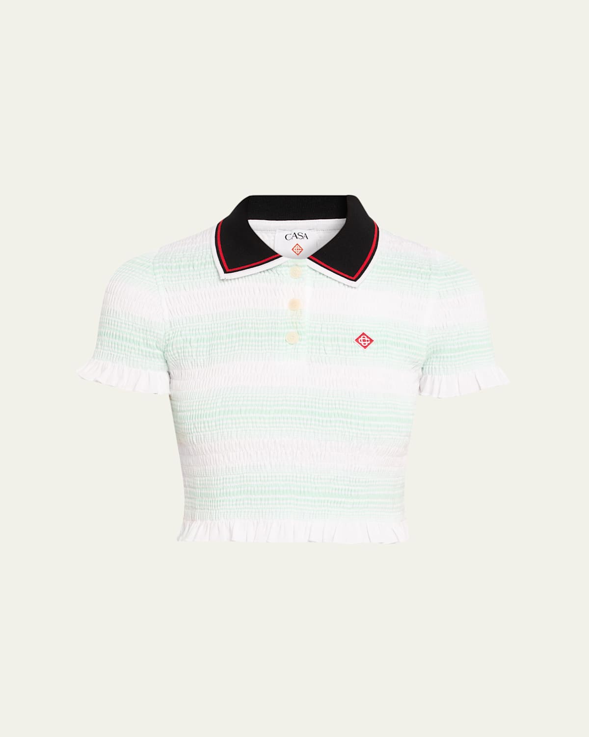 Casablanca Short-sleeved Cotton Sweater With Contrasting Details In Multi