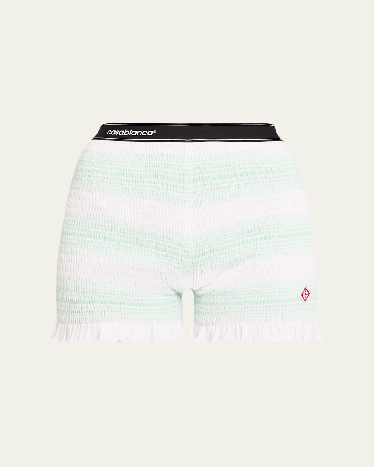 Casablanca Striped Pattern Elastic Waist Ruffle Hem Shorts