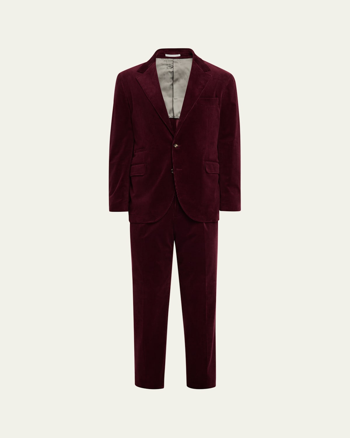 Brunello Cucinelli Men's Fine Wale Corduroy Two-piece Suit In Burgundy