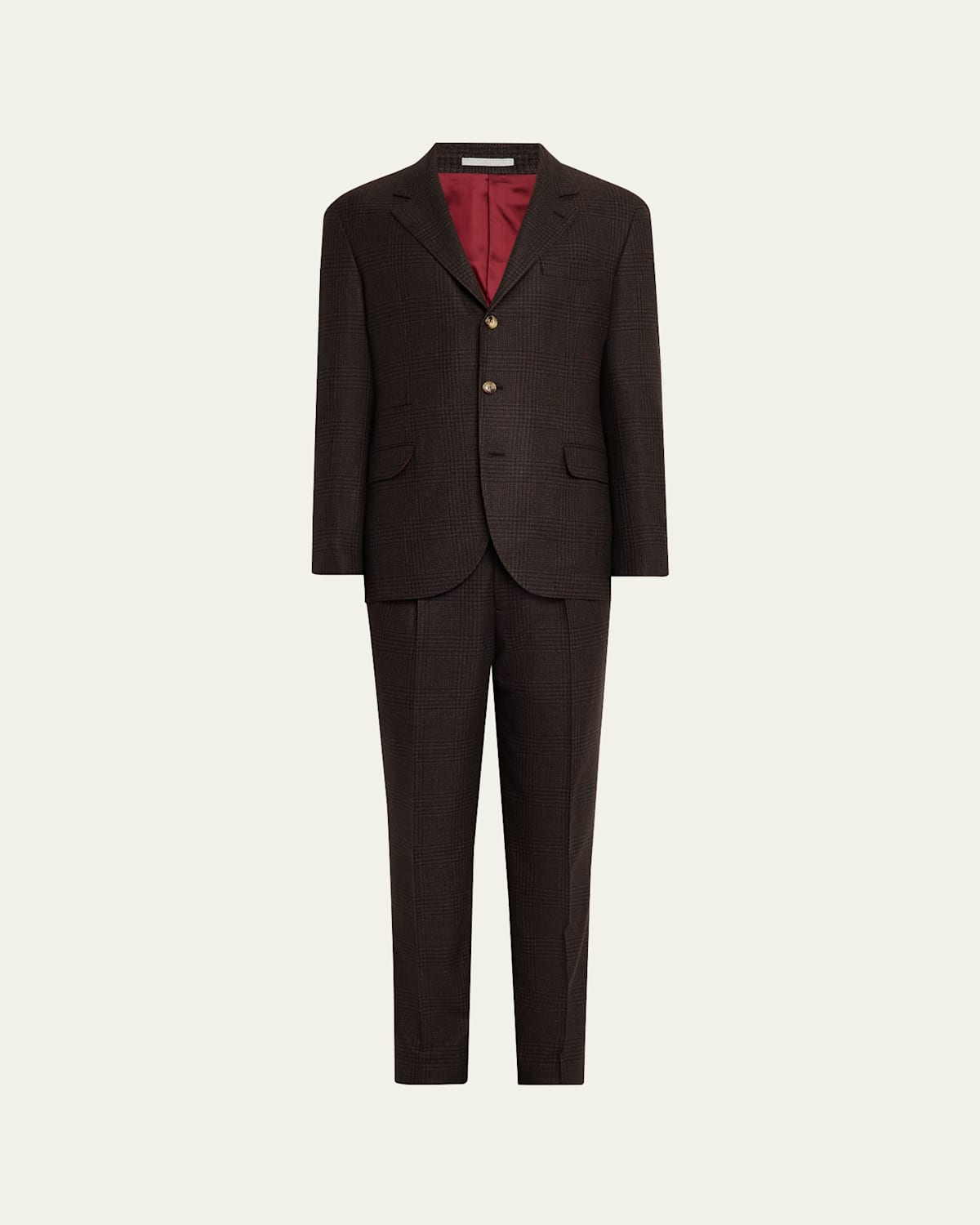 Brunello Cucinelli Men's Wool, Cashmere And Silk Prince Of Wales Suit In Black