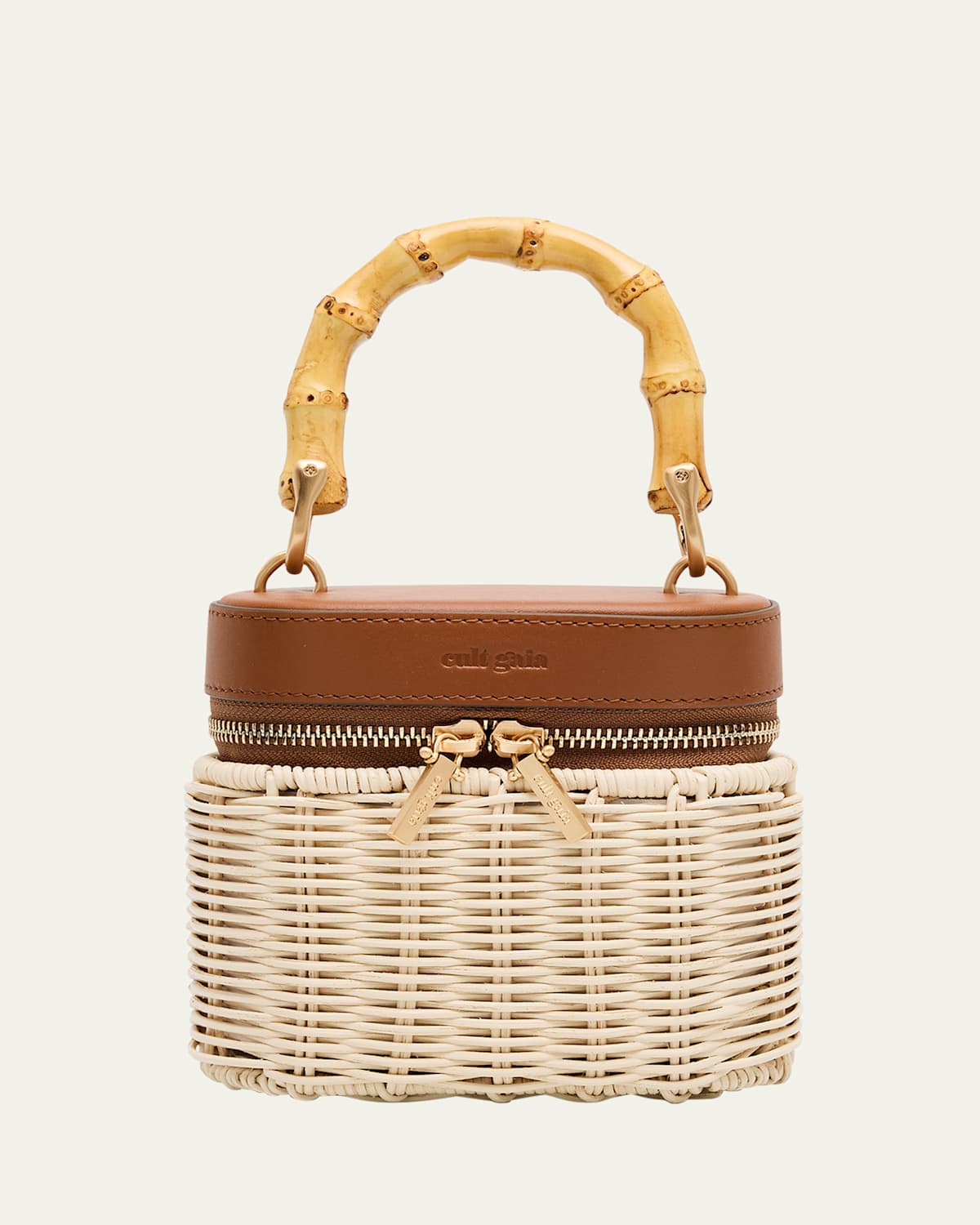 Cult Gaia Gwyneth Raffia & Leather Crossbody Bag In Brown