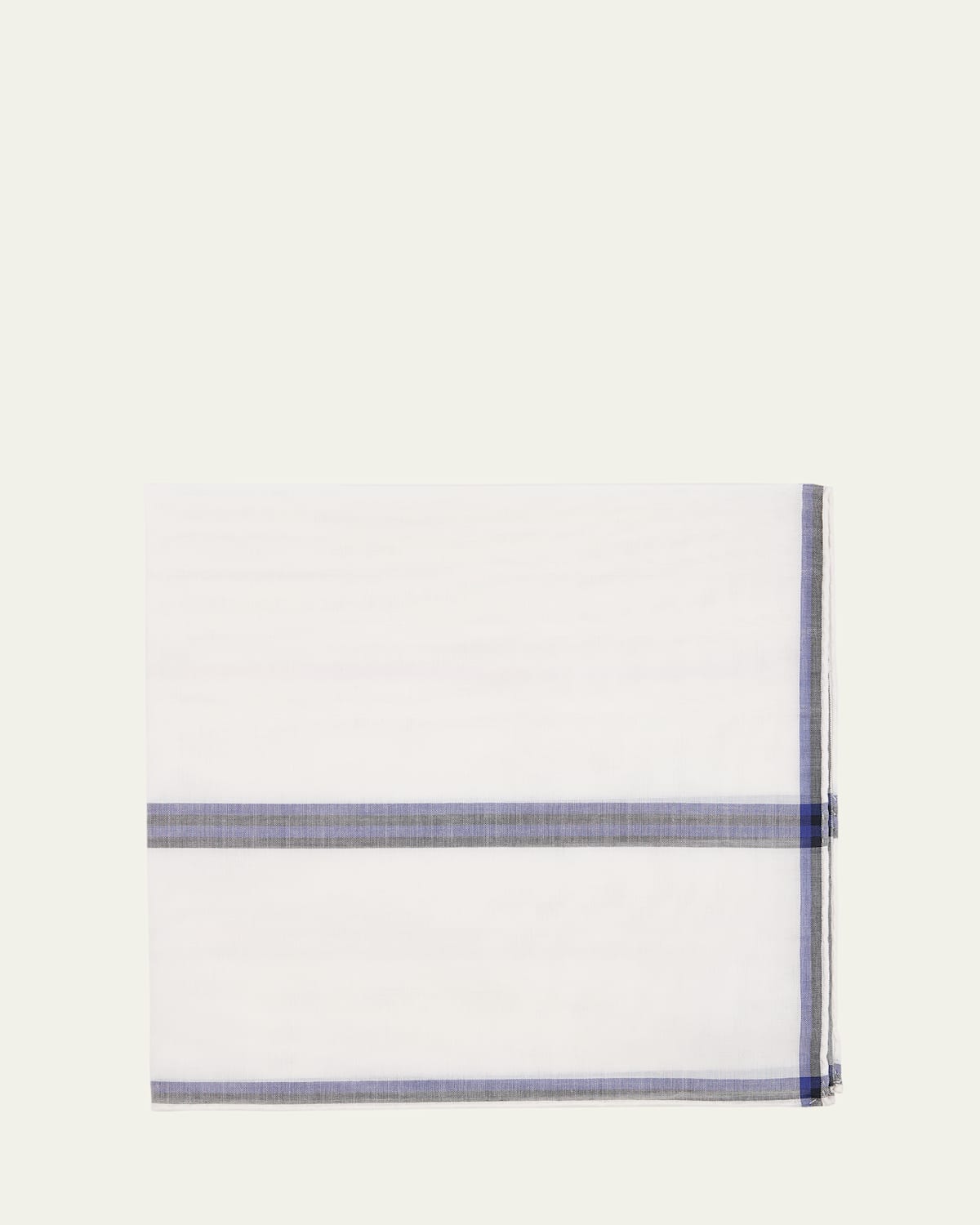 Simonnot Godard Men's Cotton Stripe-Check Pocket Handkerchief