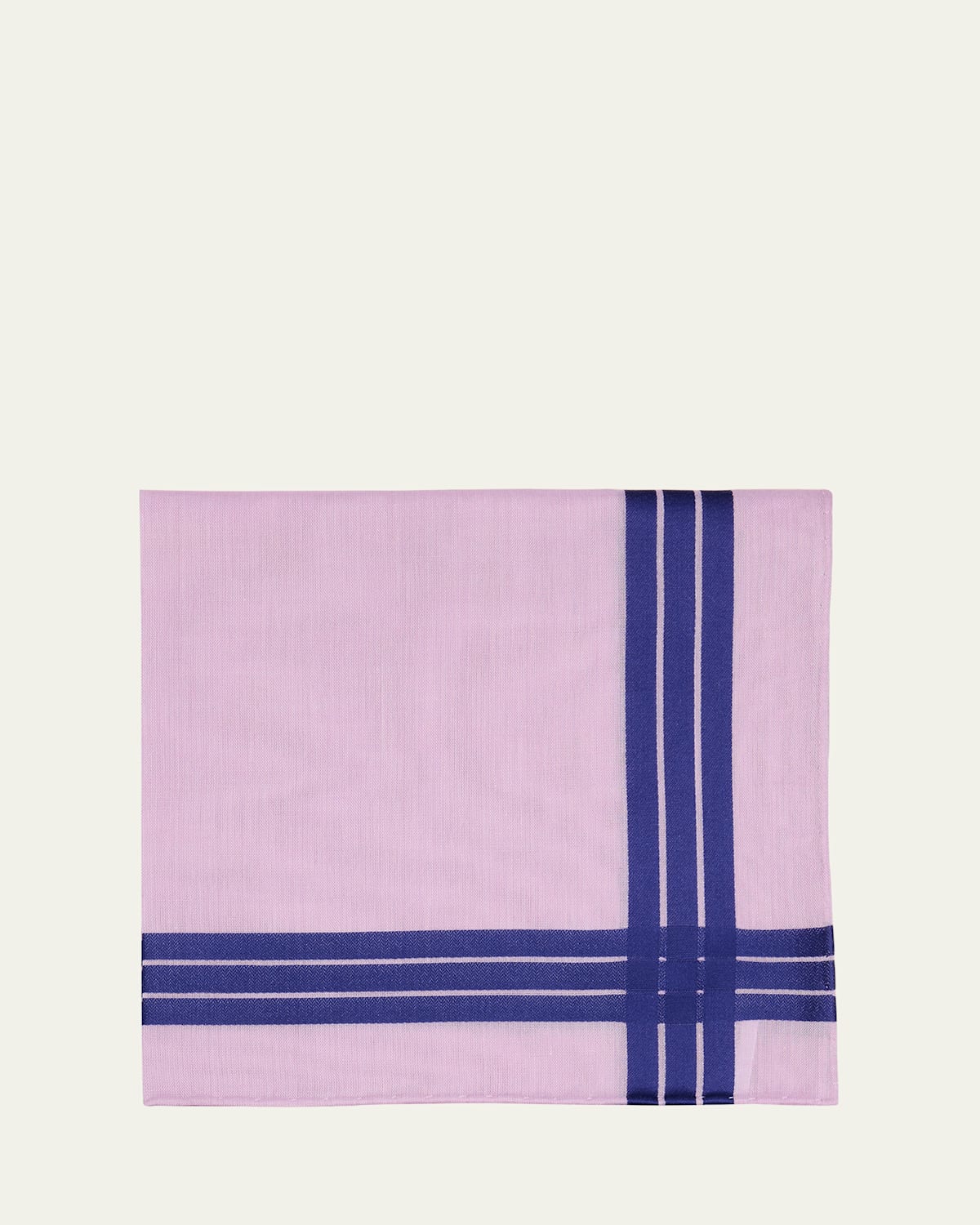 Simonnot Godard Men's Satin Crossed Stripe Cotton Handkerchief