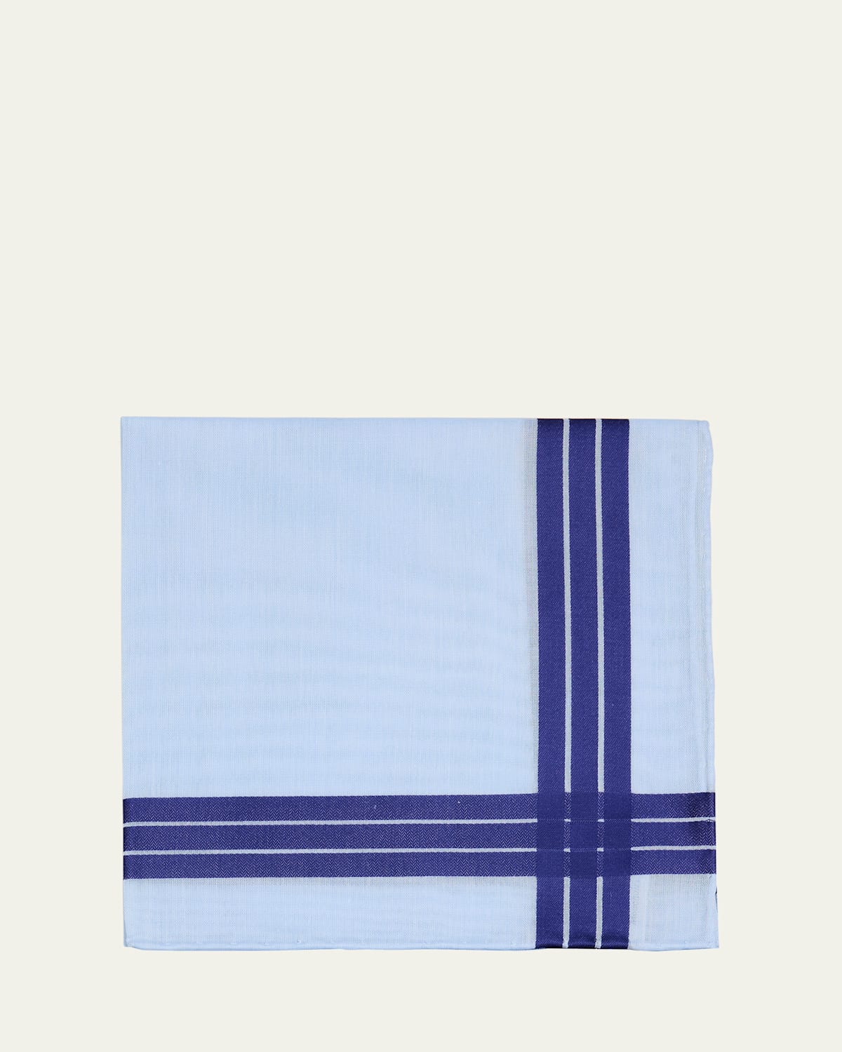Simonnot Godard Men's Satin Crossed Stripe Cotton Handkerchief