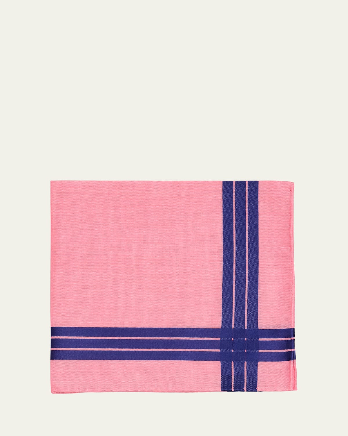 Simonnot Godard Men's Satin Crossed Stripe Cotton Handkerchief