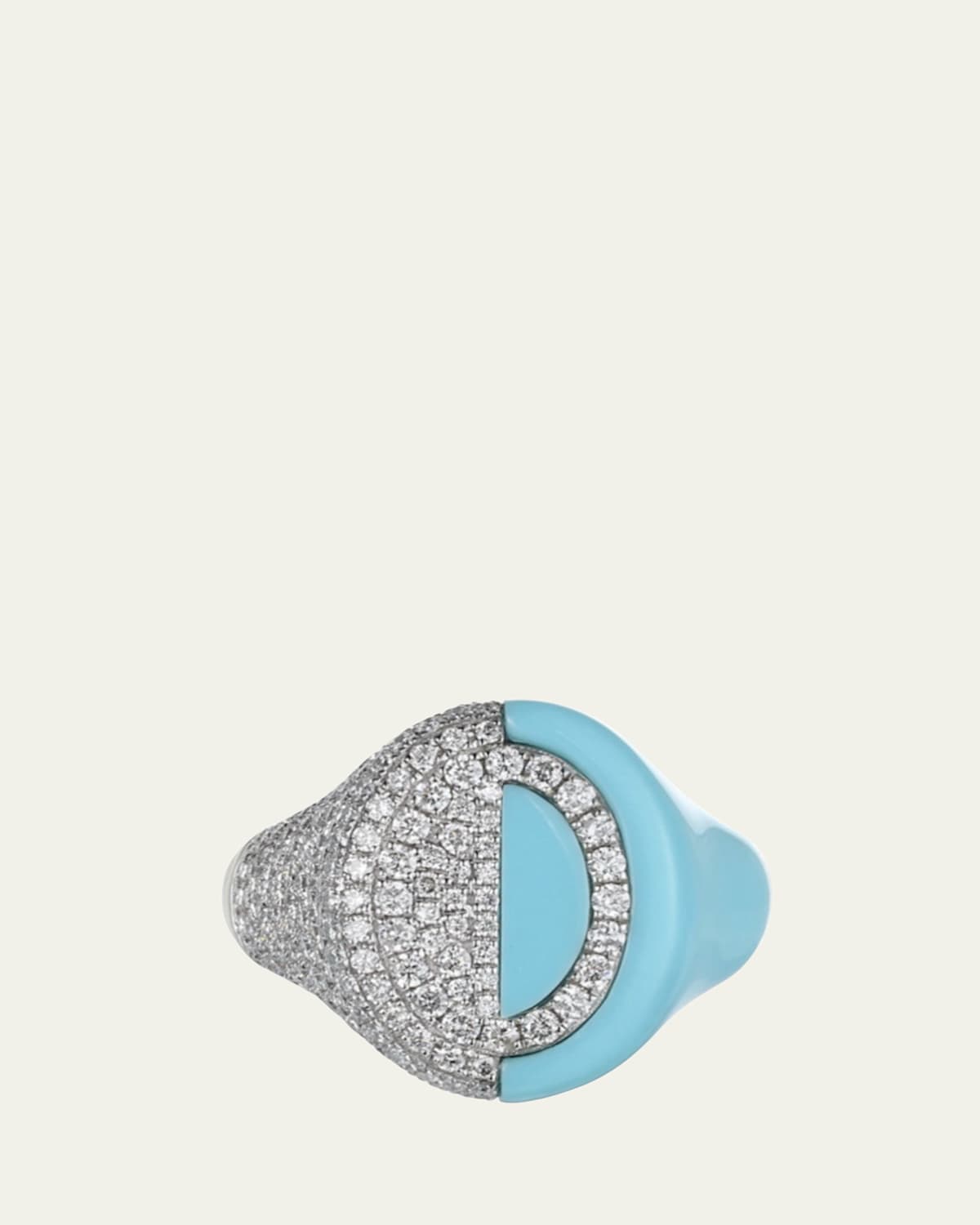 The 6th Half & Half Diamond and 14K Gold Signet Ring with Pink Sapphires