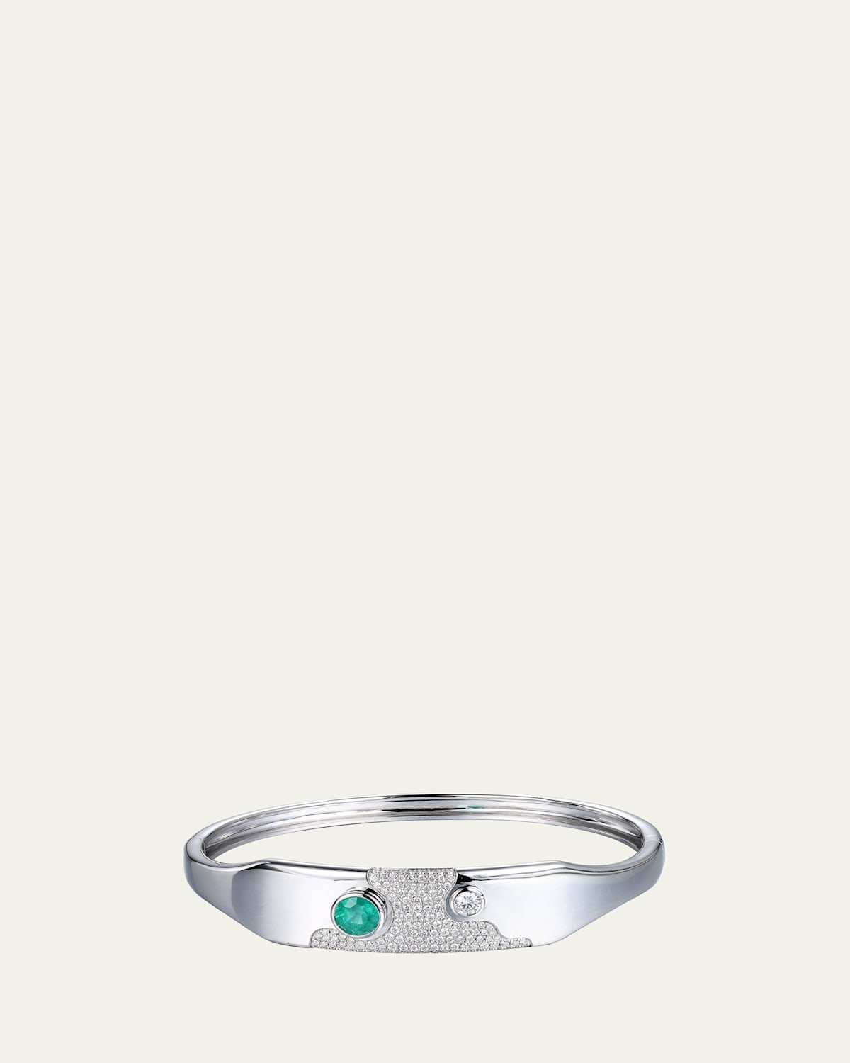 Lava 14K White Gold Emerald and Diamond Pave Bangle