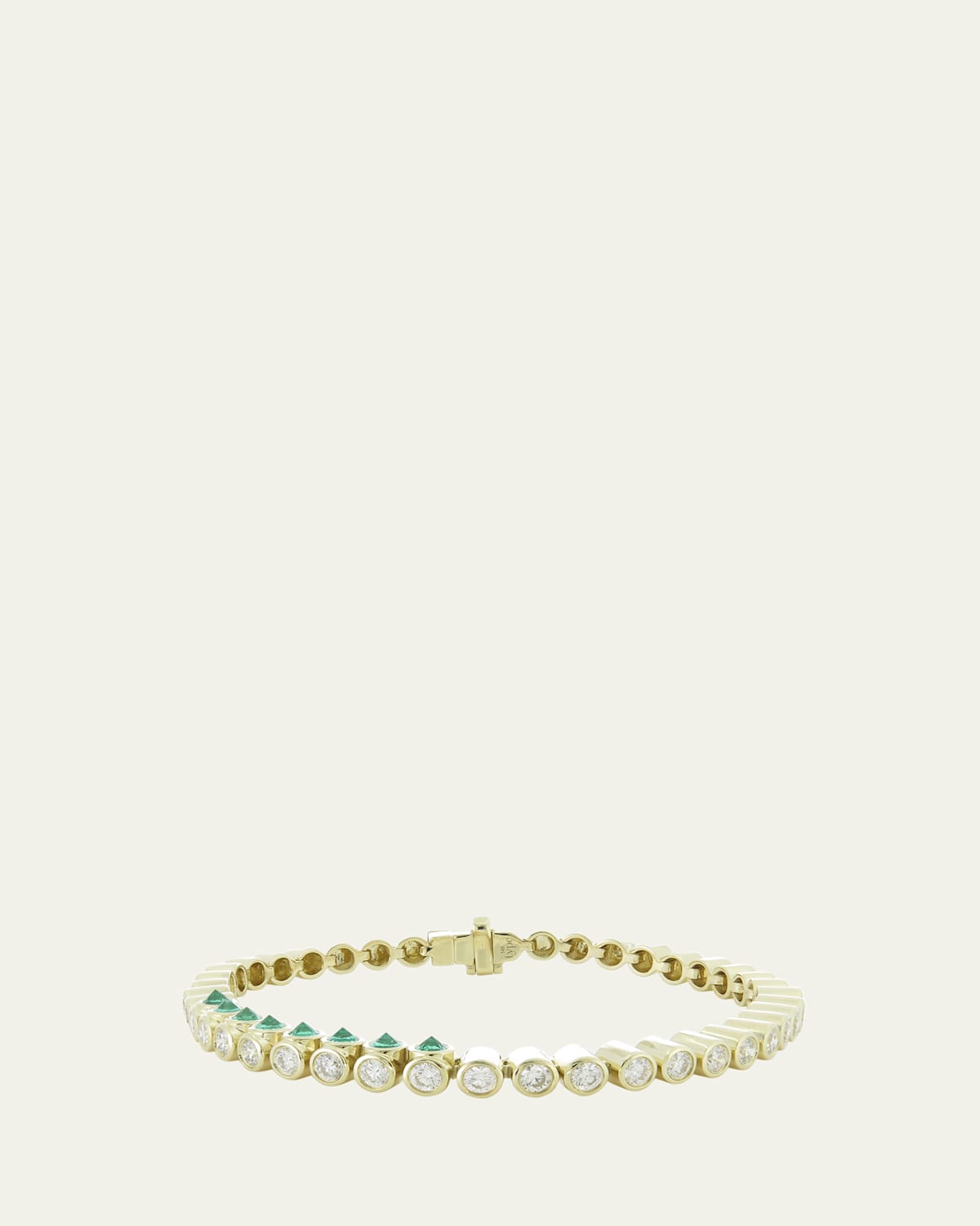 Tubbo Sideway 14K Gold Emerald and Diamond Tennis Bracelet
