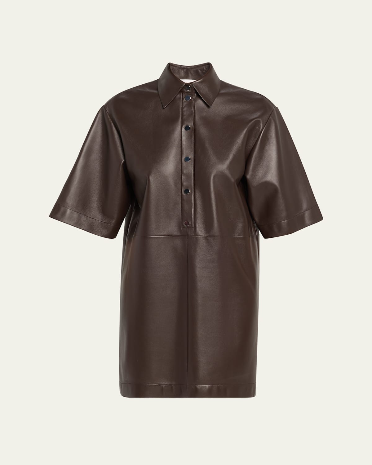 Leather Elbow Sleeve Short Dress
