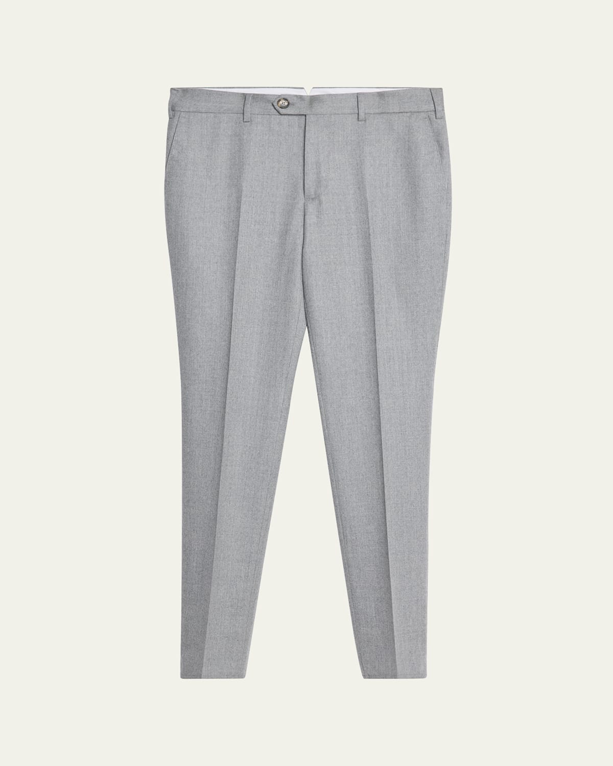 Brunello Cucinelli Men's Wool Flannel Flat-front Pants In Gray