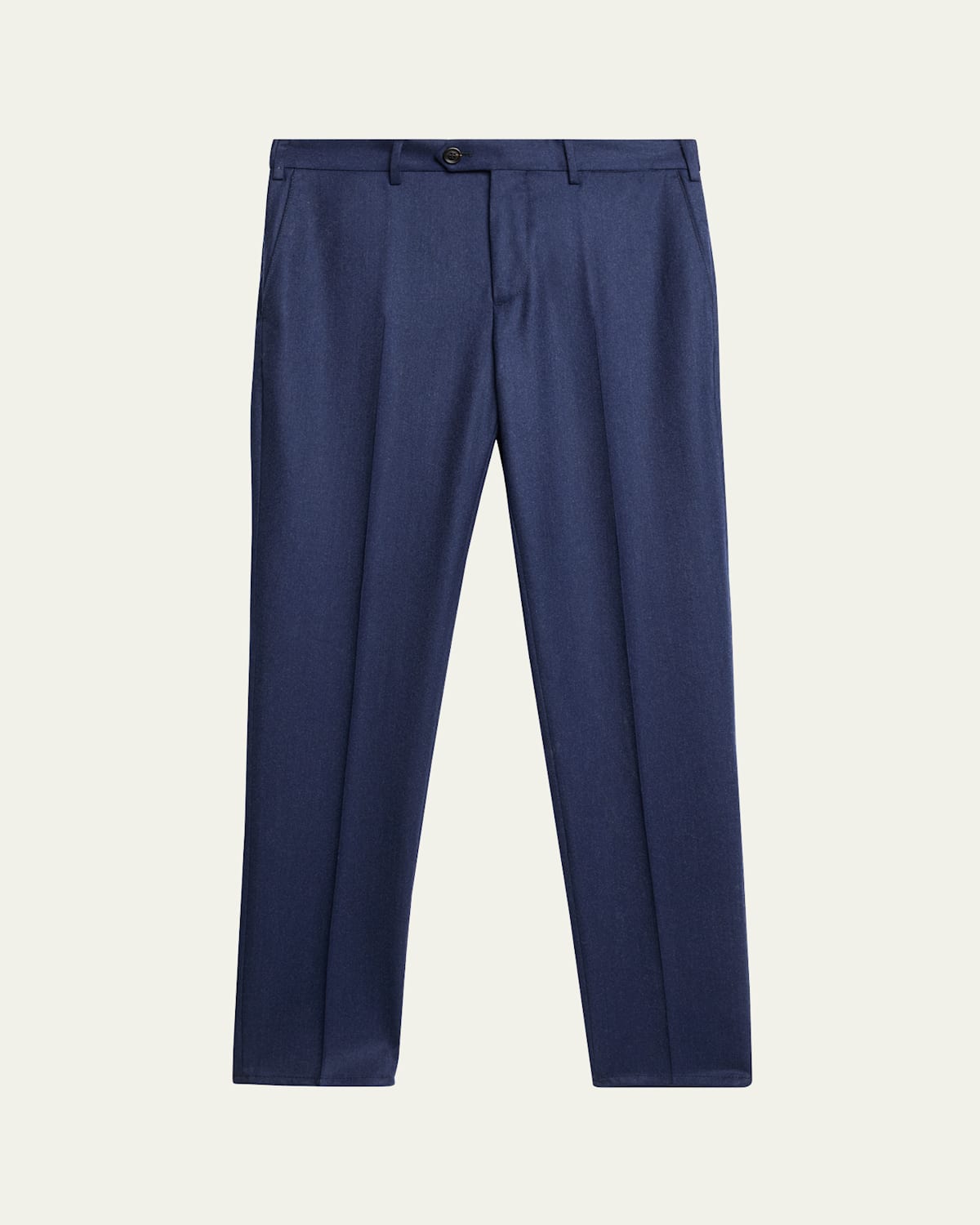 Brunello Cucinelli Men's Wool Flannel Flat-front Pants In Blue