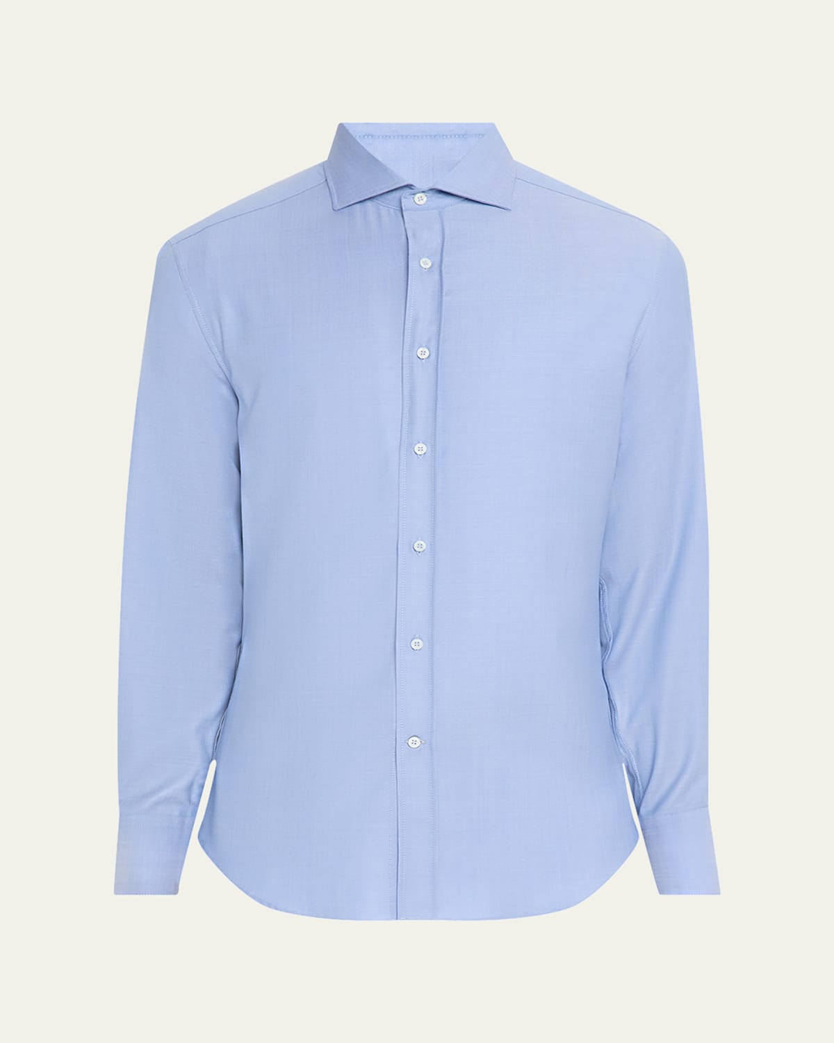 Brunello Cucinelli Men's Woven Oxford Spread-collar Sport Shirt In Blue