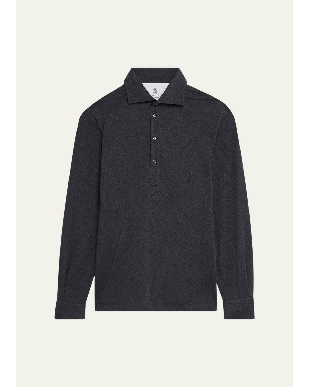 Men's Cotton Long-Sleeve Polo Shirt