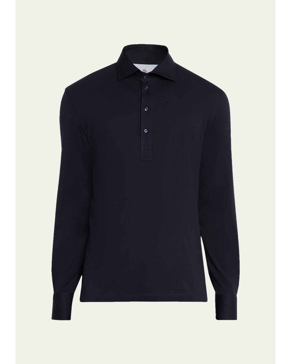 Men'S Cotton Long-Sleeve Polo Shirt