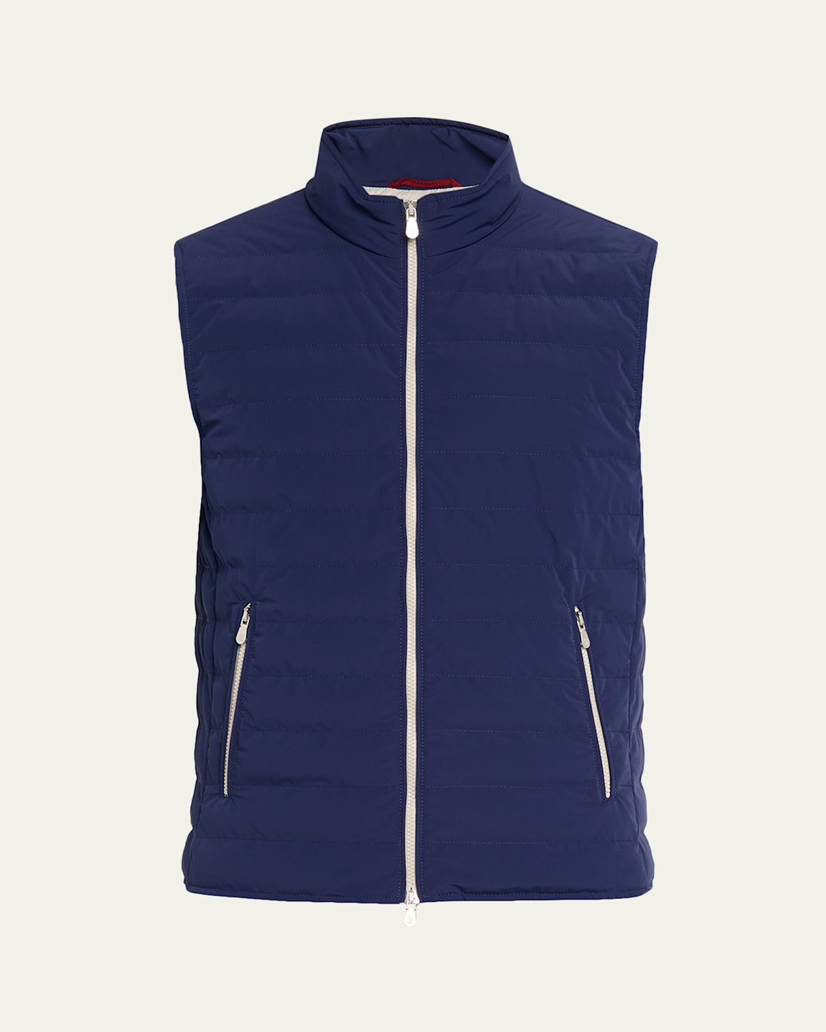 Brunello Cucinelli Men's Down Quilted Nylon Full-zip Vest In Blue