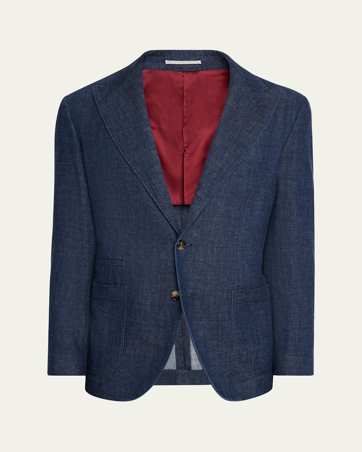 Brunello Cucinelli Single-breasted Cotton Denim Jacket With Patch Pockets In Gold