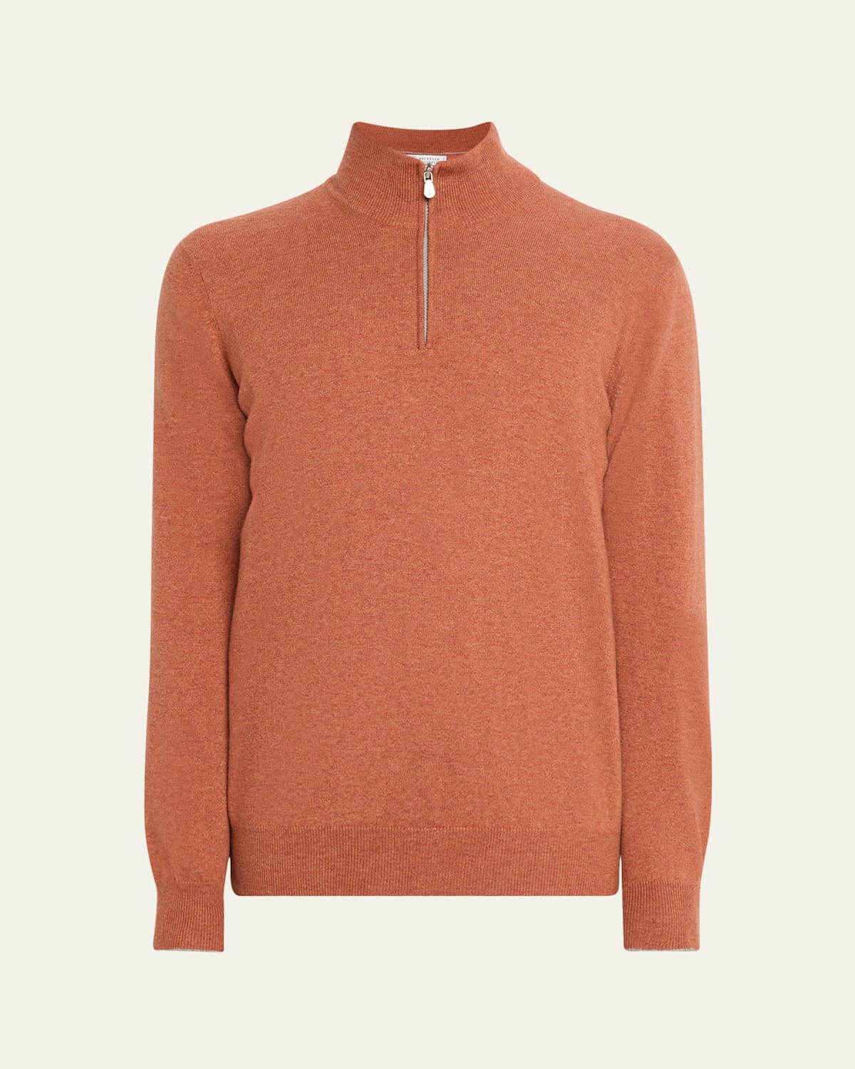 Brunello Cucinelli Cashmere Half-zip Sweater In Orange