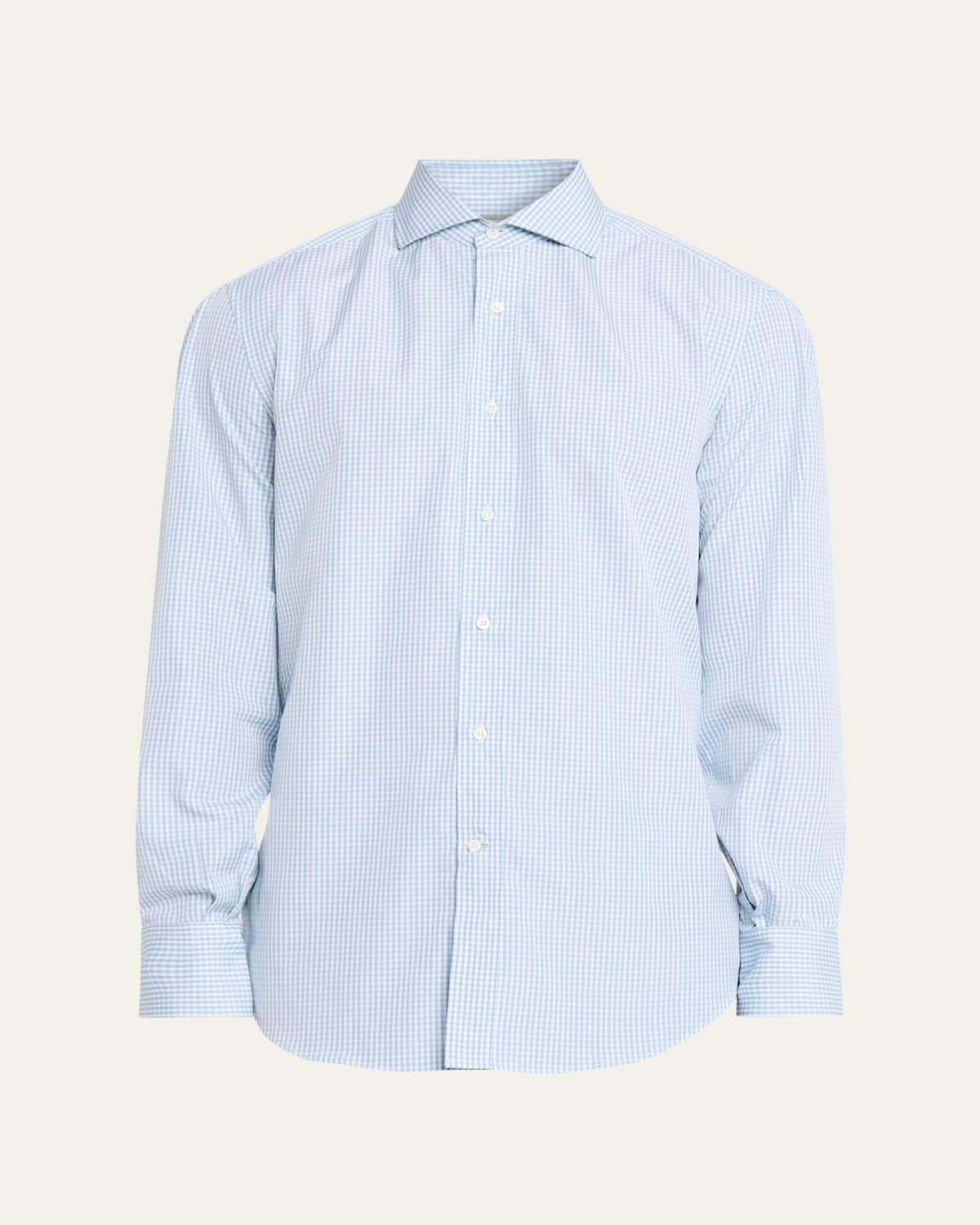 Brunello Cucinelli Men's Gingham Check Long-sleeve Shirt In Blue