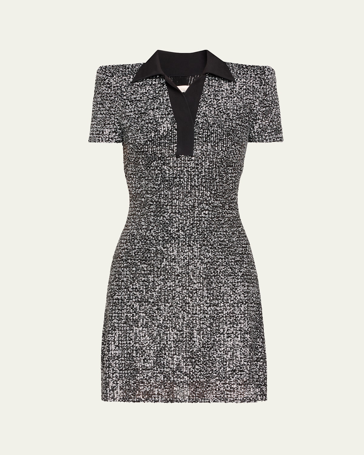 Sequined Tweed Pattern Polo Dress