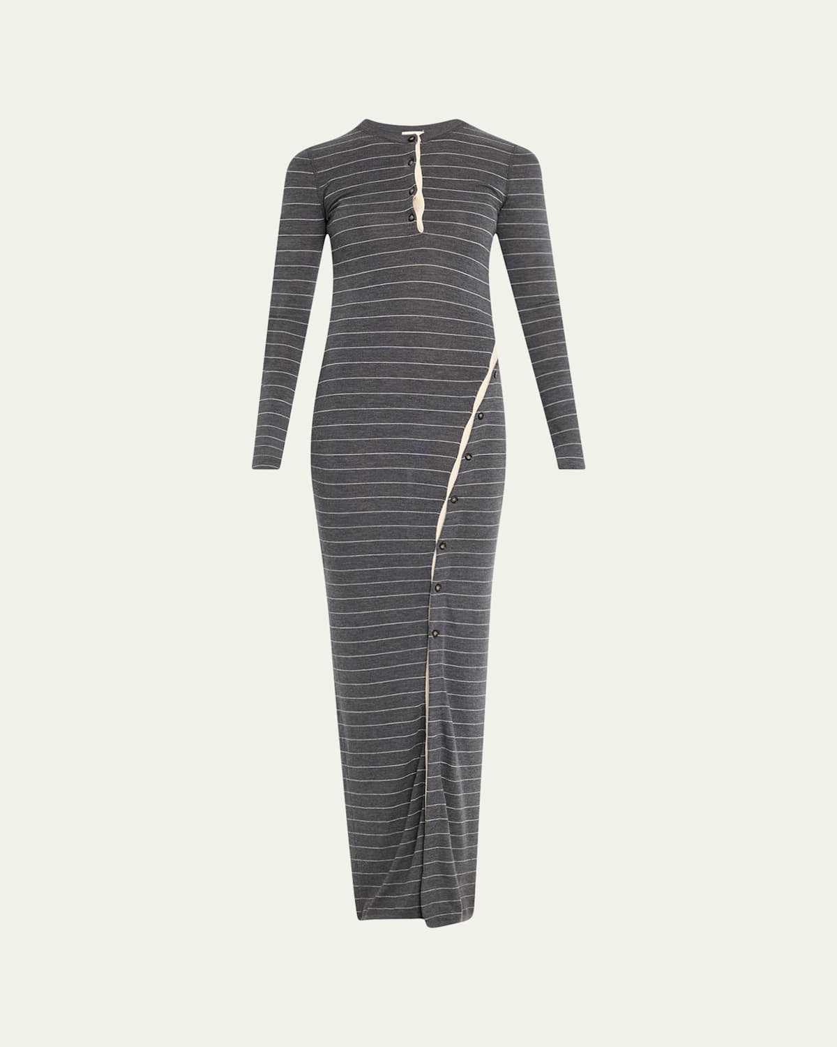 Nanushka Dakoa Buttoned Fine Merino Maxi Dress In Gray