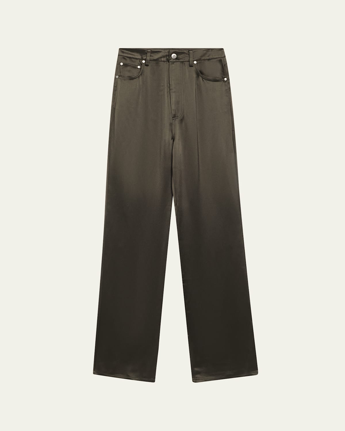 Nanushka Tita Straight-leg Satin Pants In Green