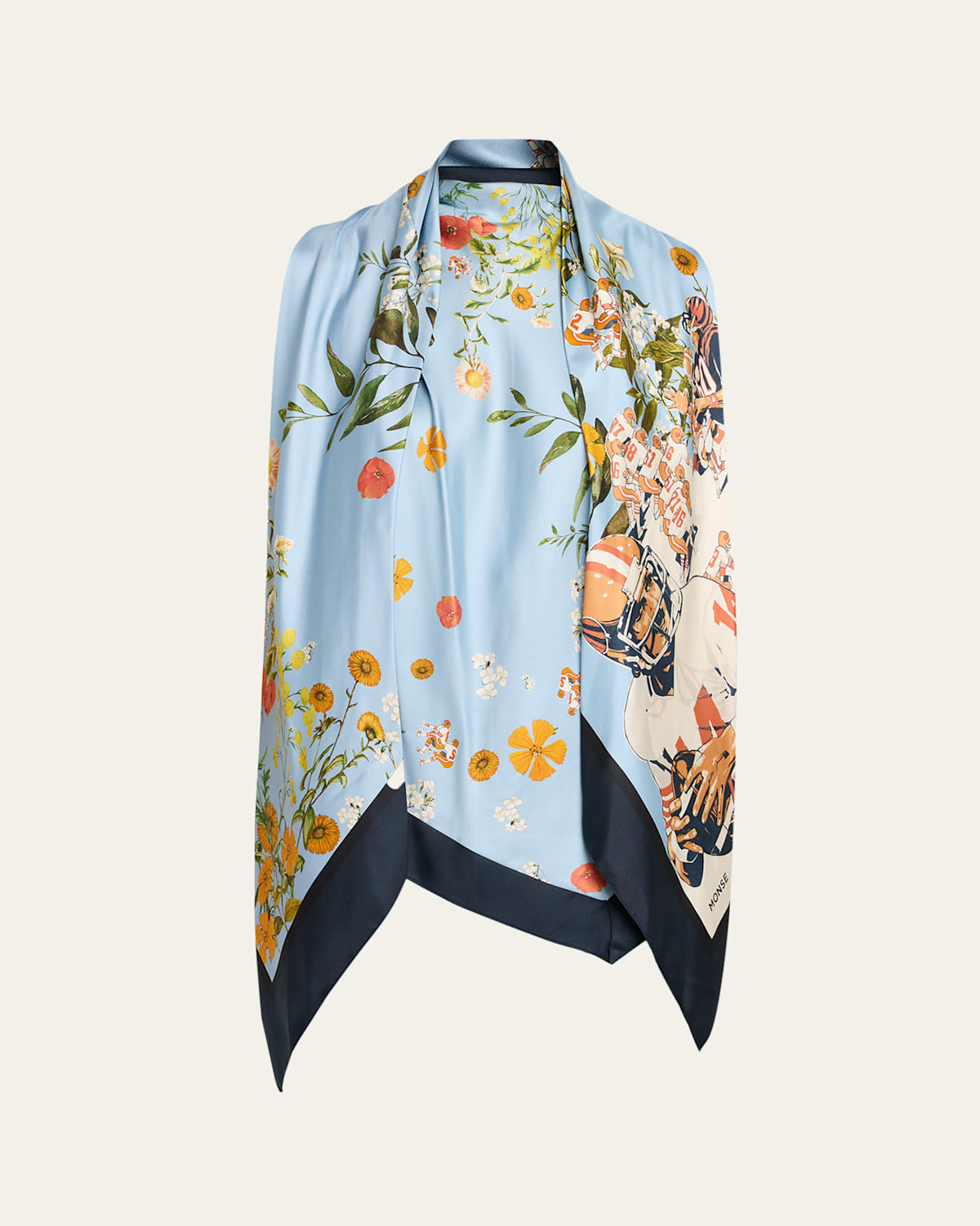 Floral Printed Silk Scarf Top