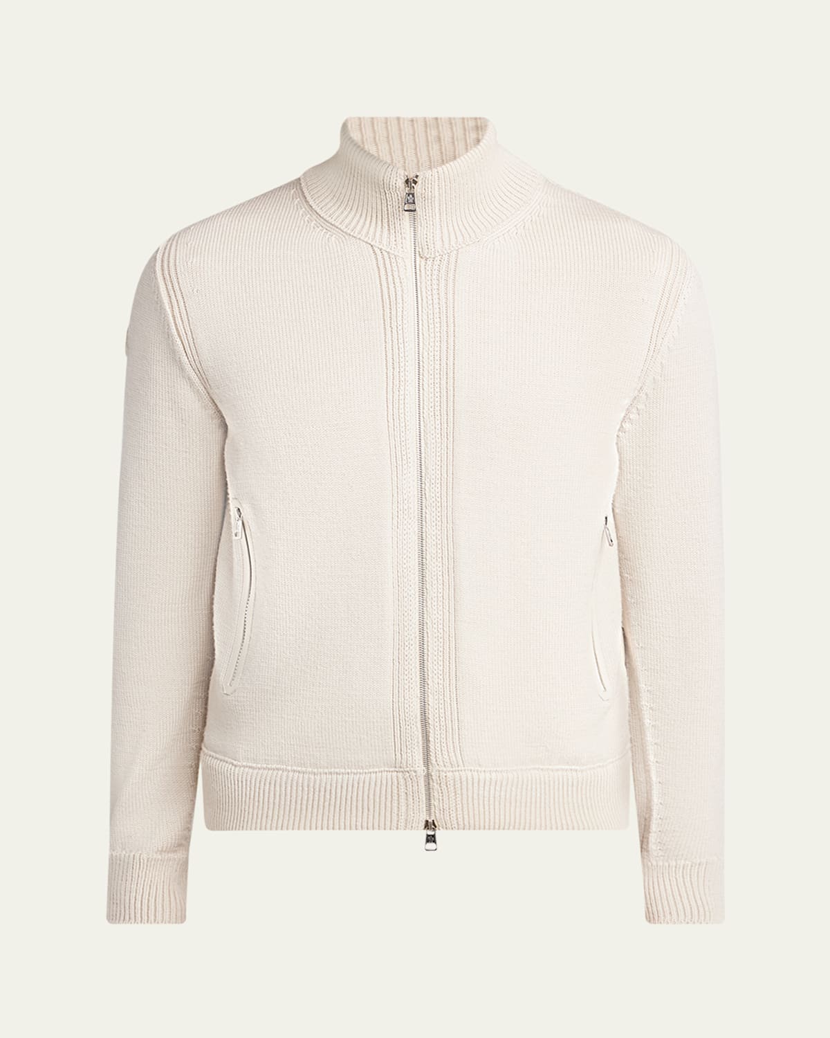 Moncler Men's Edit Padded Back Wool Cardigan In Neutral