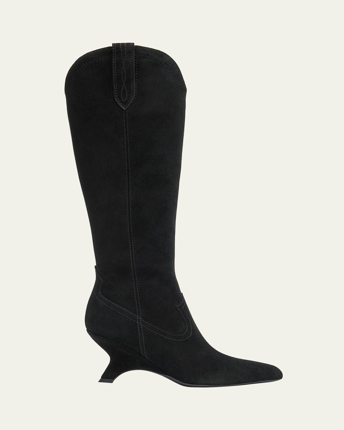 Simkhai Shadow Suede Western Knee Boots In Black