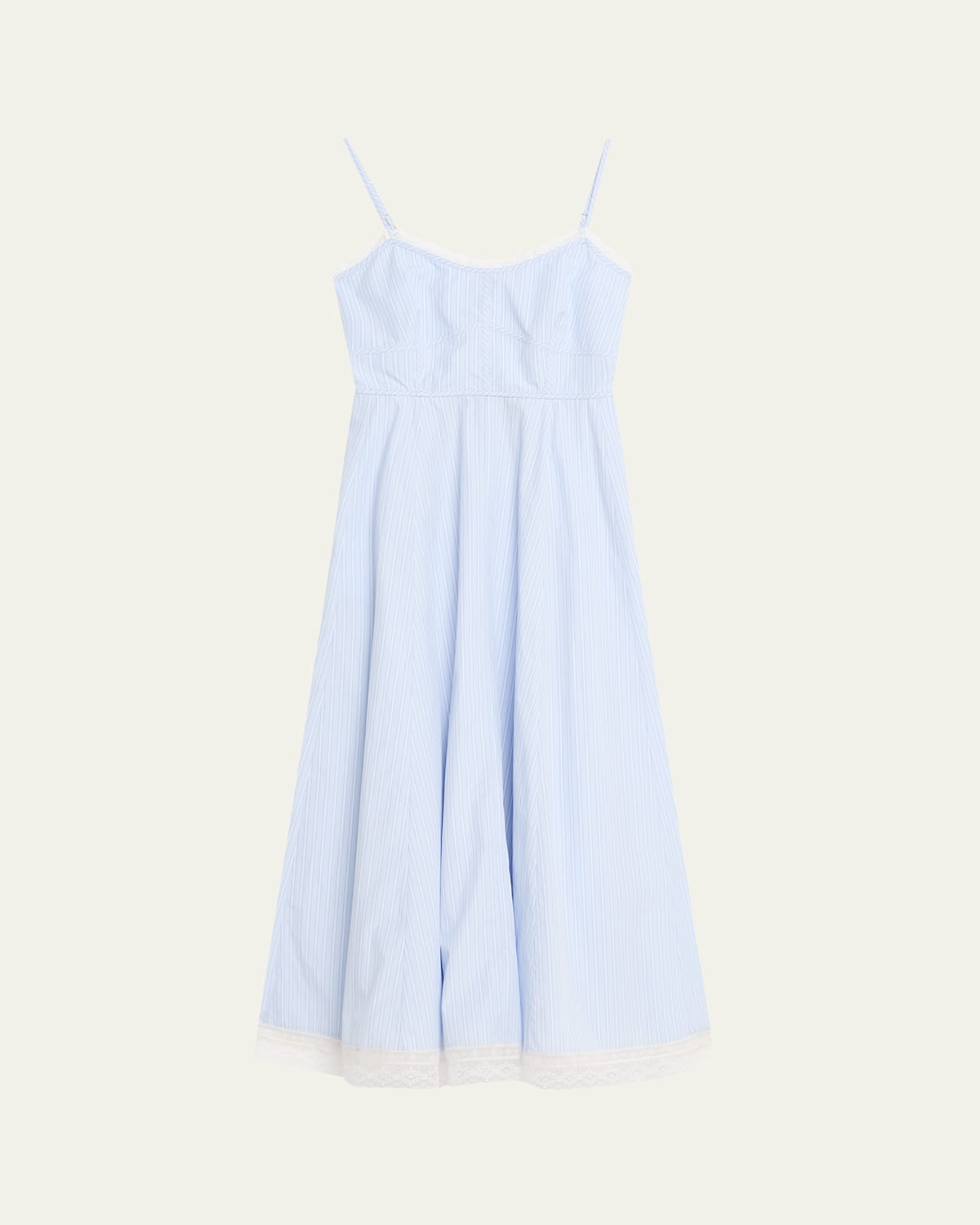 Loveshackfancy Sandara Striped Lace-trim Midi Dress