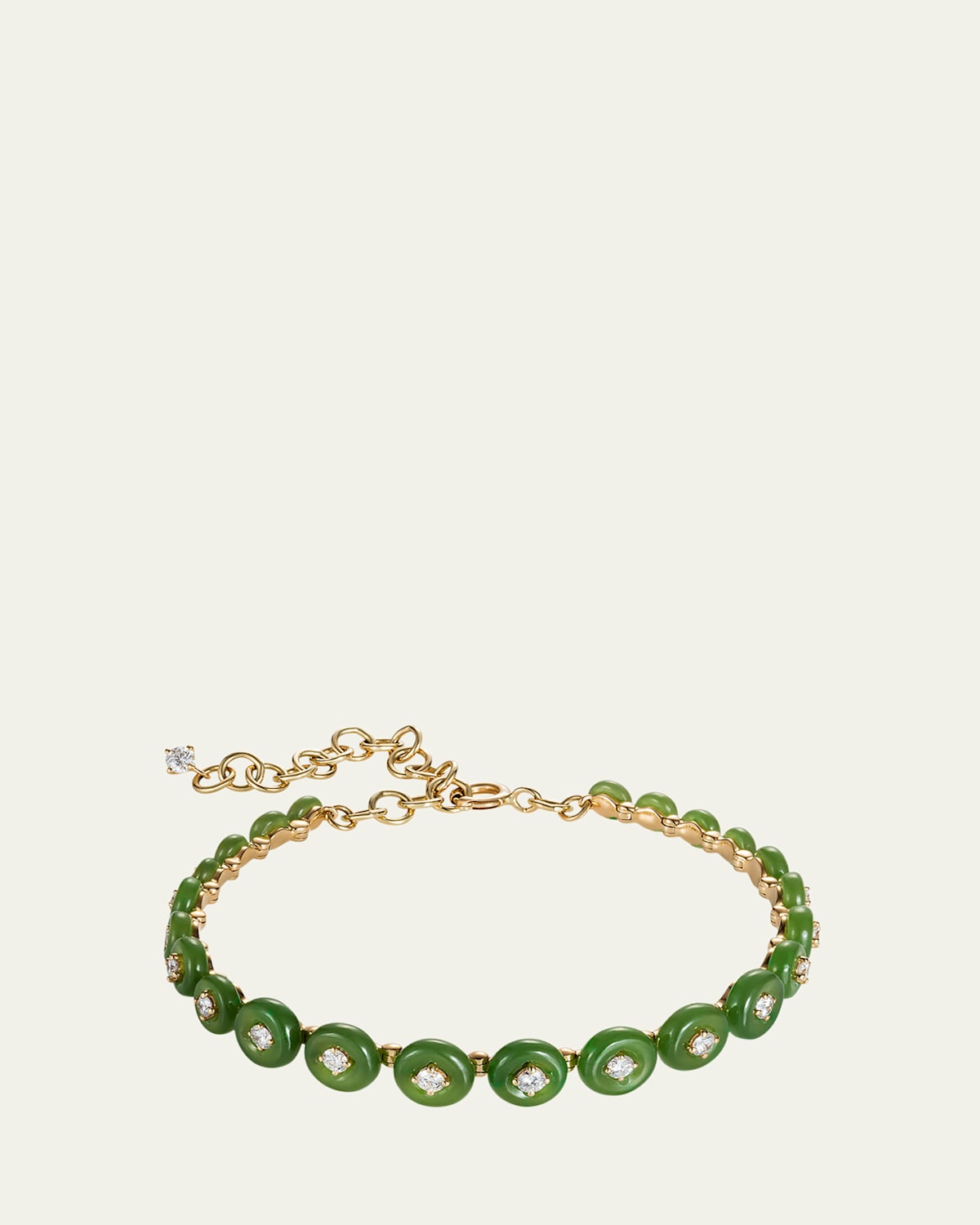 Fernando Jorge 18K Yellow Gold Surrounding Small Bracelet with Diamonds and Jade
