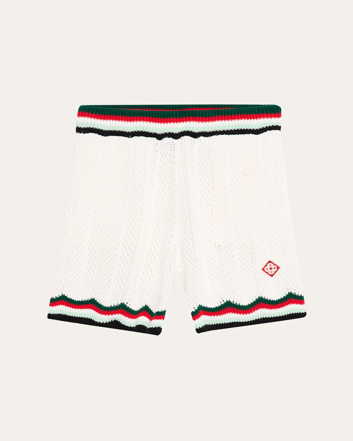Casablanca Chevron Faux Crochet Shorts In White