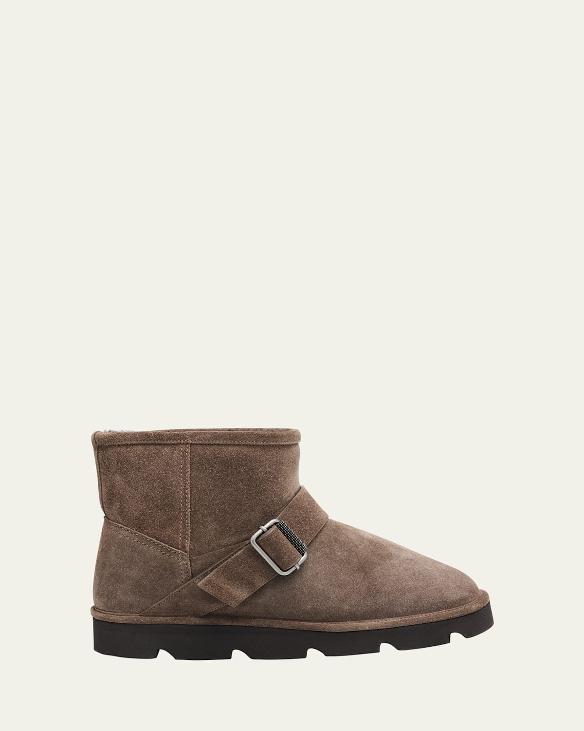 Brunello Cucinelli Suede Shearling-lined Ankle Boots In Brown