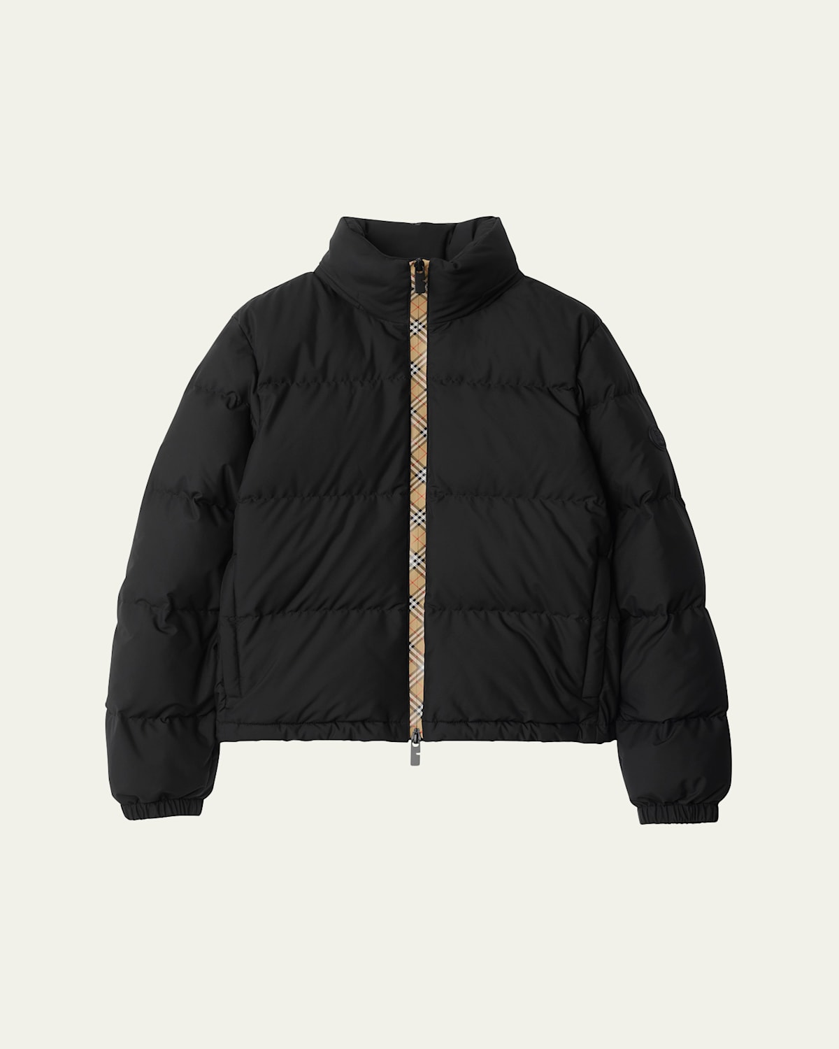 Burberry Puffer Jacket With Concealed Hood In Black