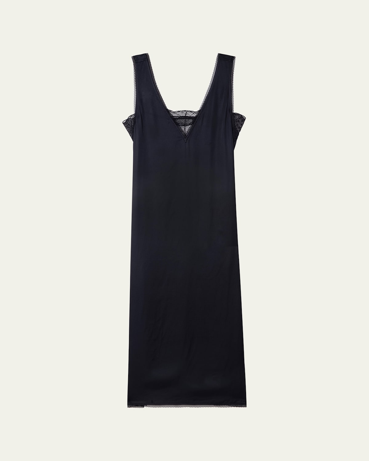 Zadig & Voltaire Lace-trimmed Satin Midi Dress In Blue