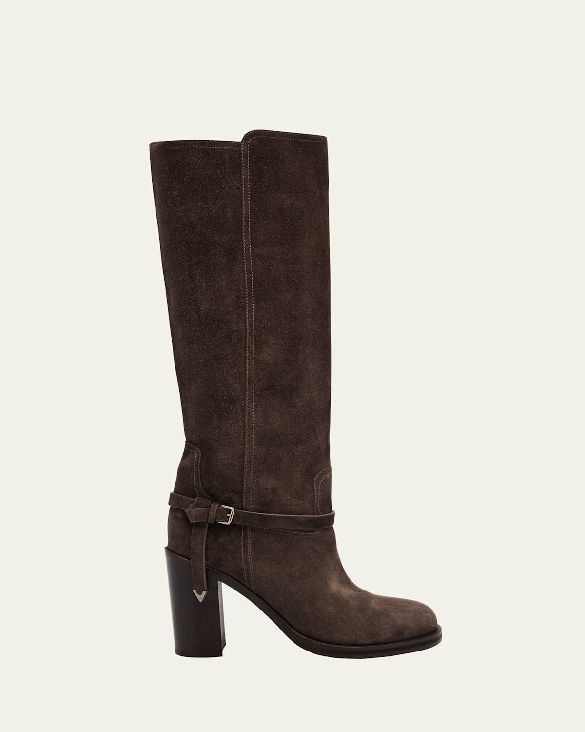 Brunello Cucinelli City Suede Knee-high Boots In Brown