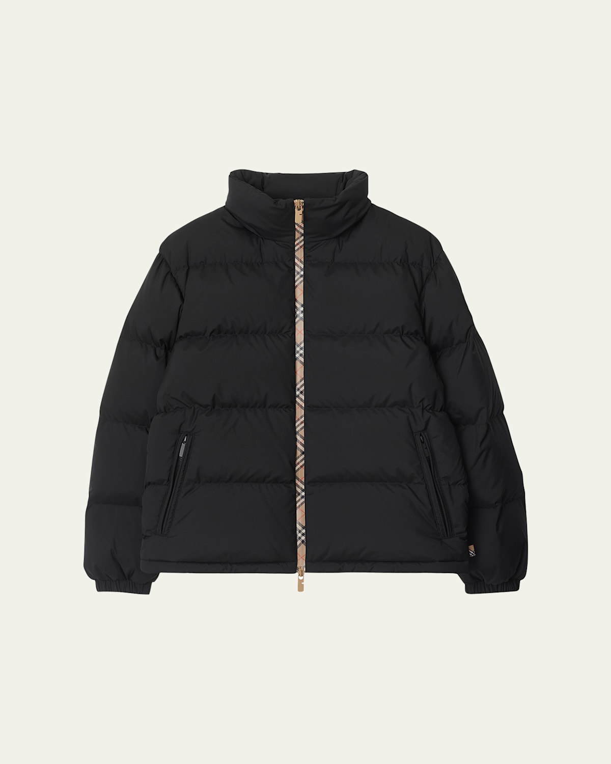 Burberry Check-trimmed Puffer Jacket In Black
