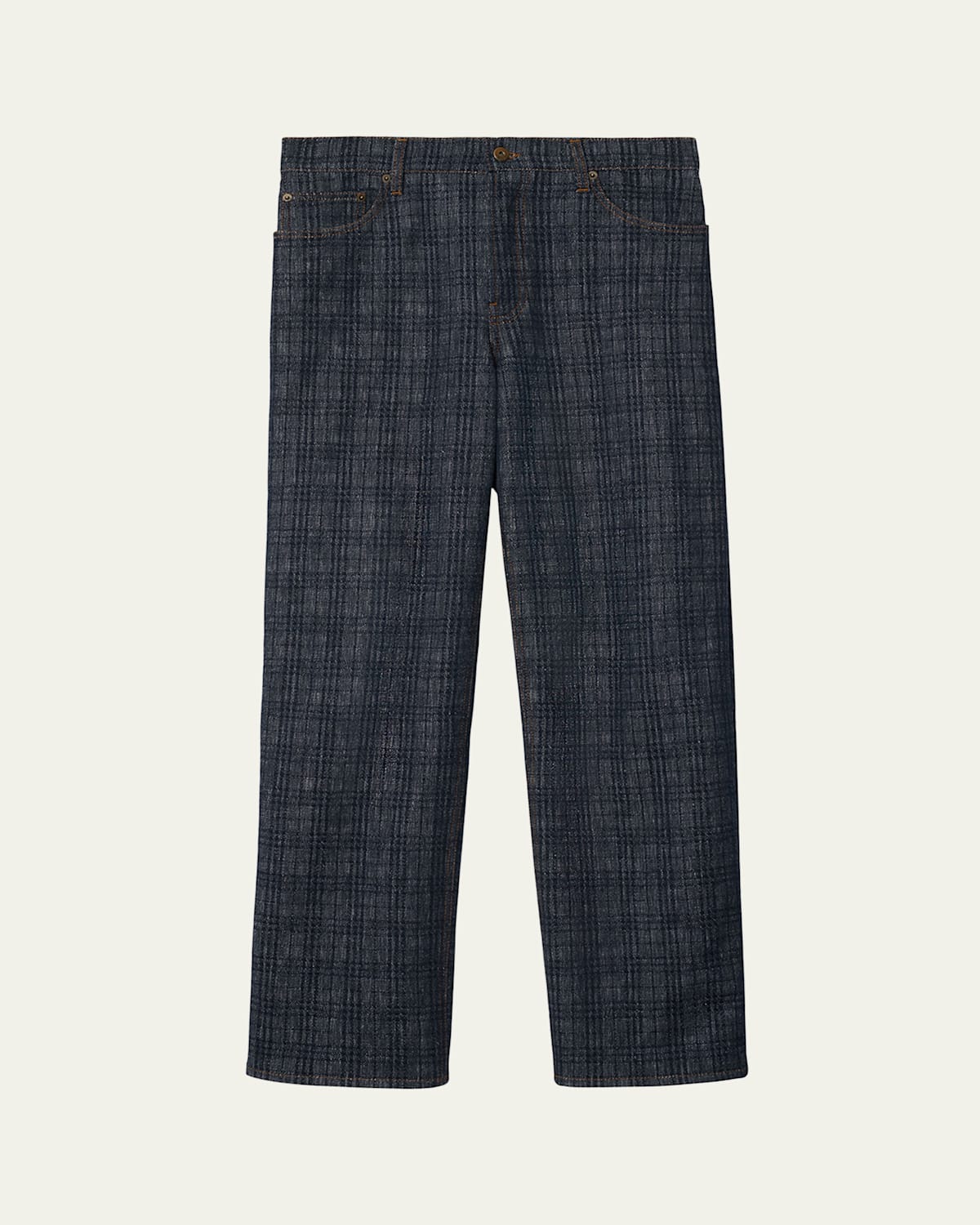 Men's Denim Check Five-Pocket Pants
