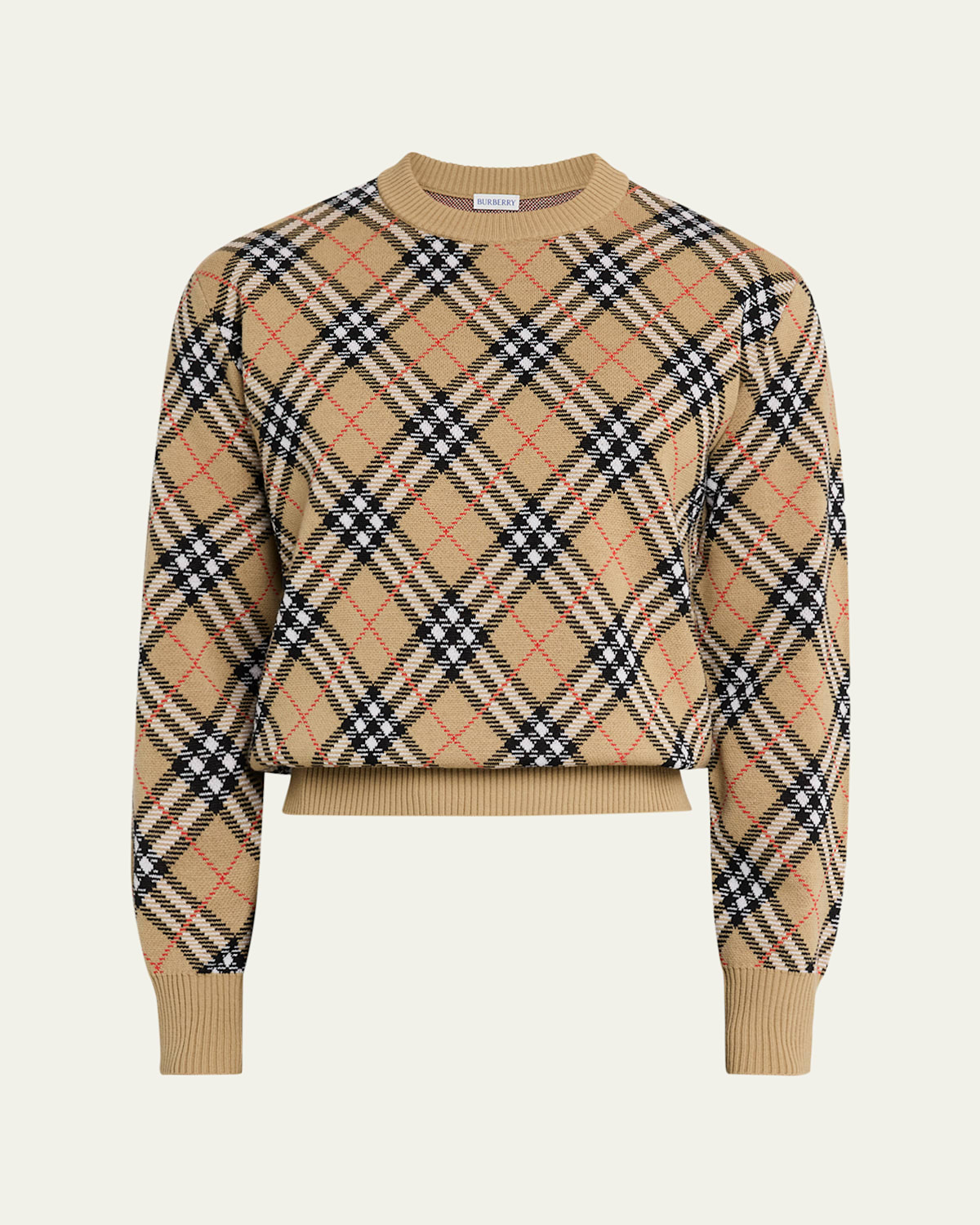 Men's Vintage Check Knit Crewneck Sweater