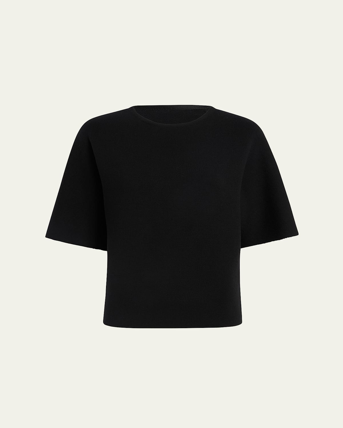 Khaite Warren Elbow-sleeve Wool-blend Top In Black